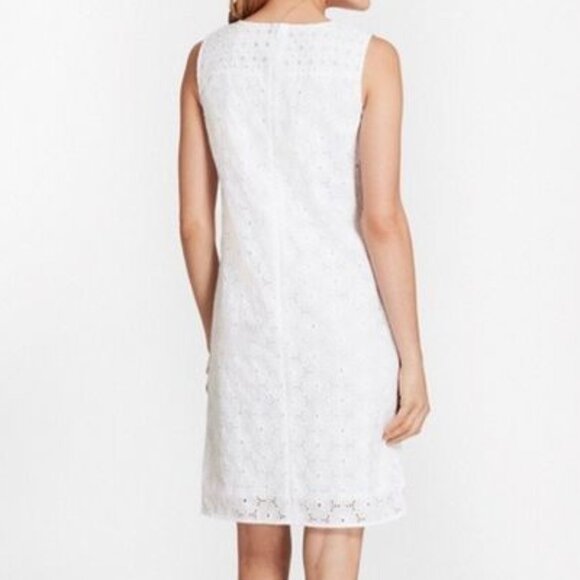 Brooks Brothers Sleeveless Cotton Eyelet Shift Dress in White Size 4 - Picture 4 of 12
